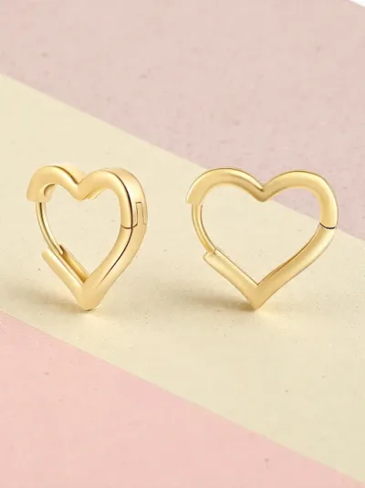 Argollas cobre diseño de corazón #COLOR DORADO