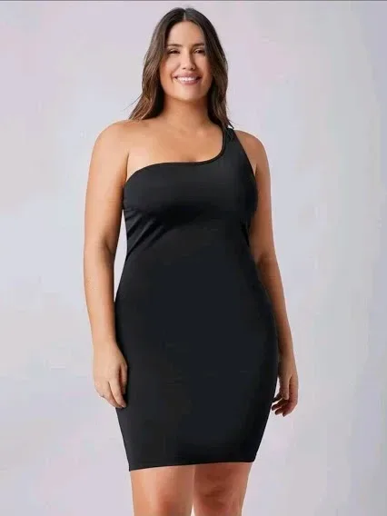 Vestido para dama color negro asimetrico