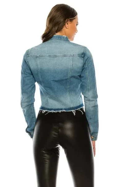 Jacket para dama color celeste mezclilla