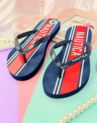 Sandalias Naútica para dama color azul, blanco y rojo