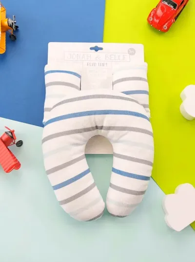 Conjunto de protector de cinturón y almohada con diseño a rayas