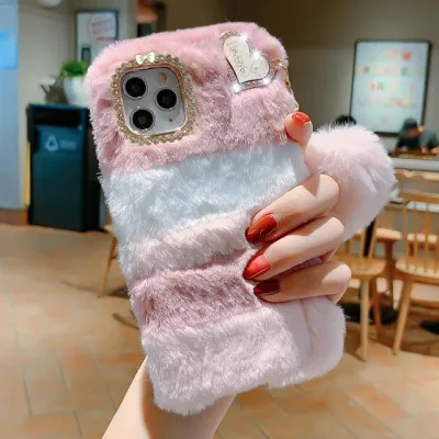 Funda para celular con contextura de peluche multicolor