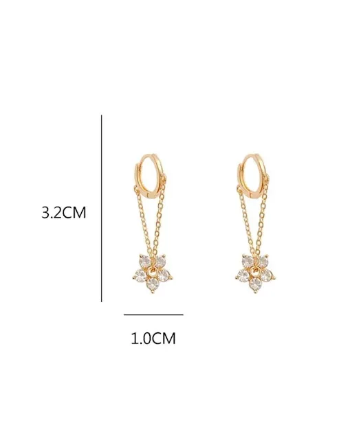 Argollas de fantasía para dama con diseño colgante de flor