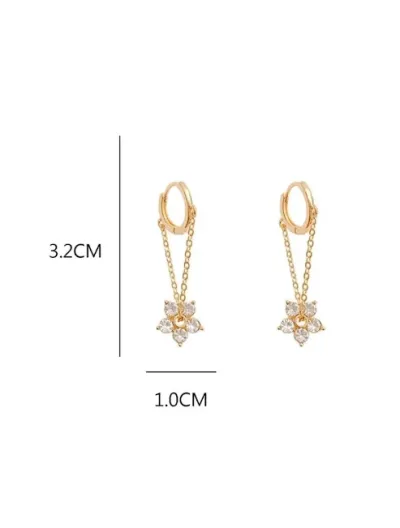 Argollas de fantasía para dama con diseño colgante de flor