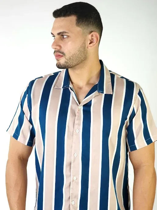 Camisa para caballero diseño rayas multicolor
