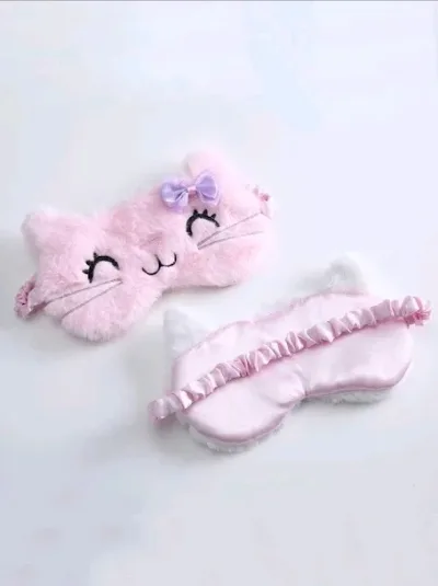 Antifaz con diseño de gato color rosa y balnco al azar