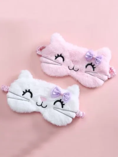 Antifaz con diseño de gato color rosa y balnco al azar