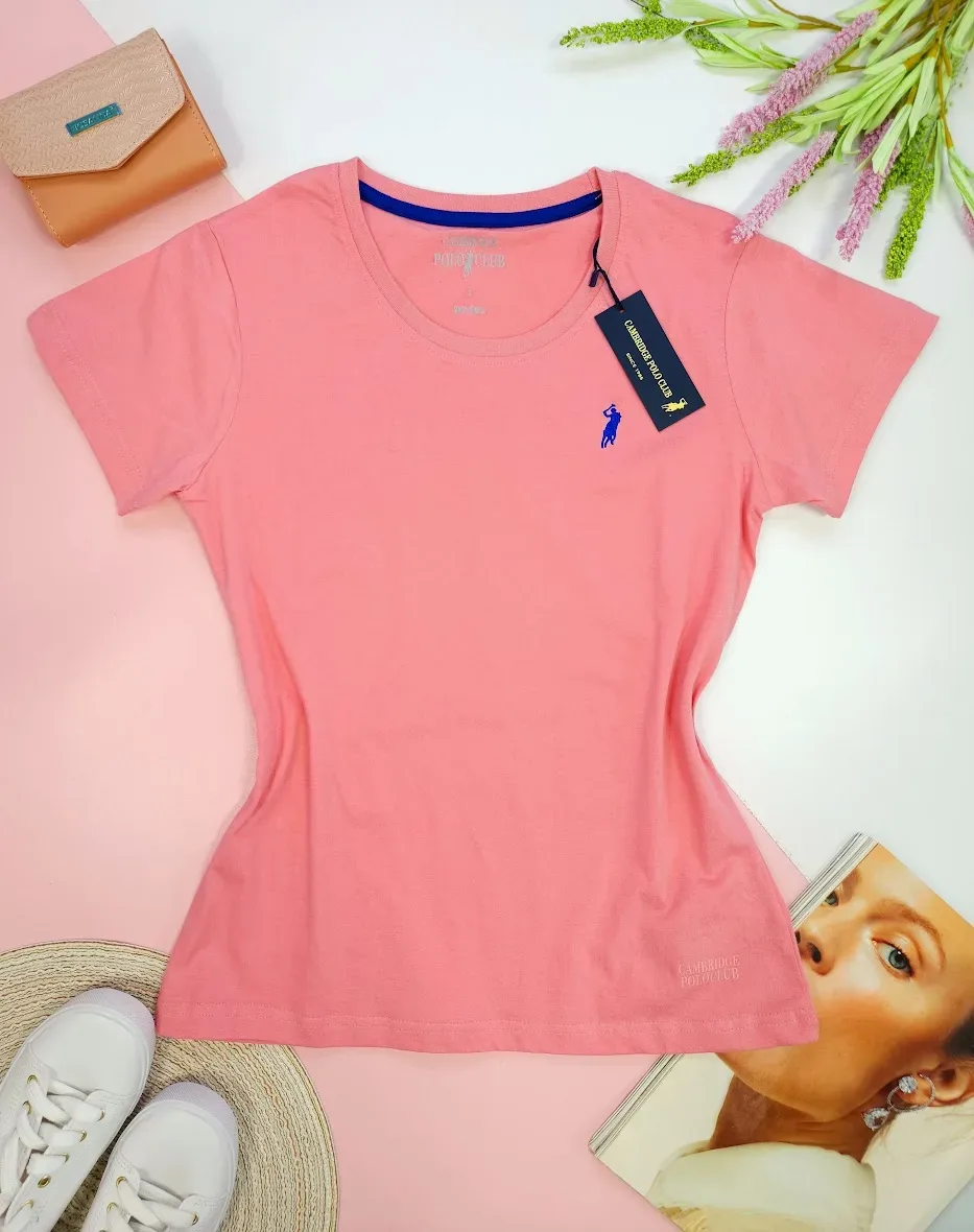 Camiseta Polo cambrige para dama color salmon