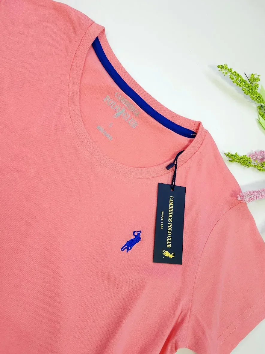 Camiseta Polo cambrige para dama color salmon
