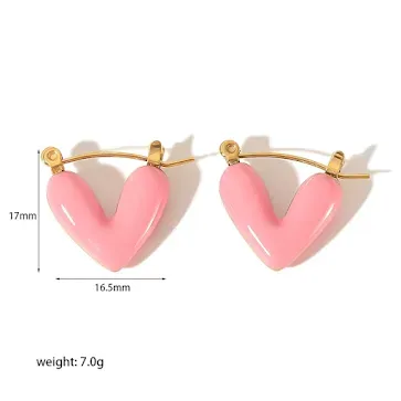 Argollas de acero inoxidable cubiertas con esmalte Rosado