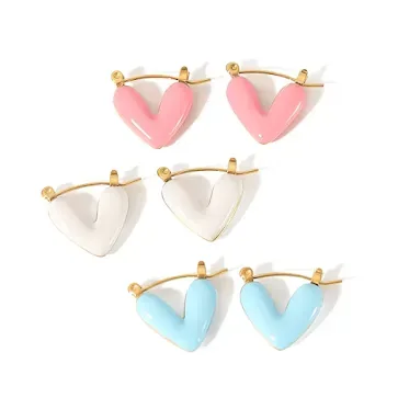 Argollas de acero inoxidable cubiertas con esmalte Rosado