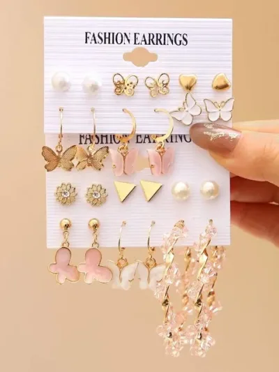 Set de 12 pares de aretes de fantasía