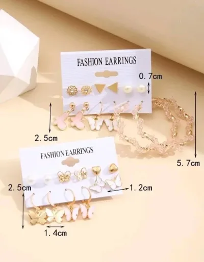 Set de 12 pares de aretes de fantasía
