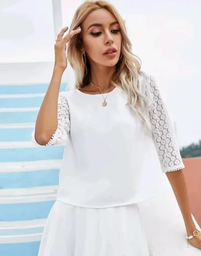 Blusa para dama color blanco con encaje