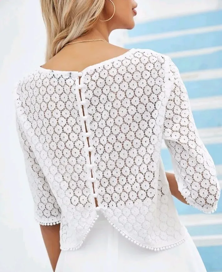 Blusa para dama color blanco con encaje