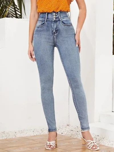 Jeans ajustados de talle alto con cremallera