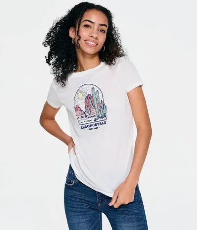 Camiseta Aereopostal para dama color blanco