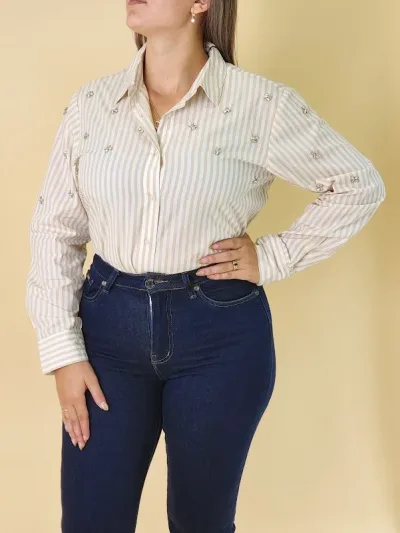 Camisa Estivaneli para dama WRFW-73029 COLOR BEIGE