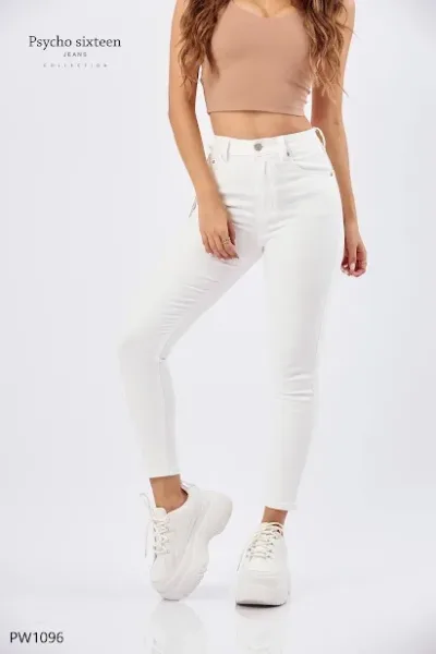 Jeans Psycho Sixteen Mica High Rise Slim PW1096 para dama color blanco