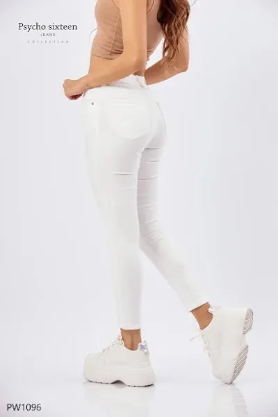 Jeans Psycho Sixteen Mica High Rise Slim PW1096 para dama color blanco