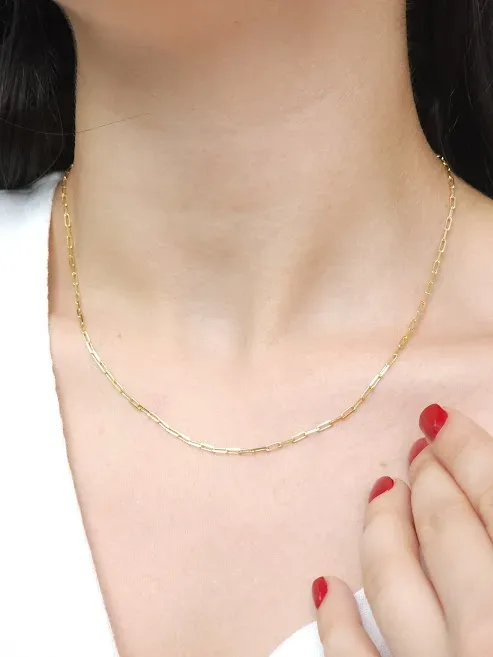 Collar plata 925 para dama color dorado con baño de oro 18K con diseño de cadena #6