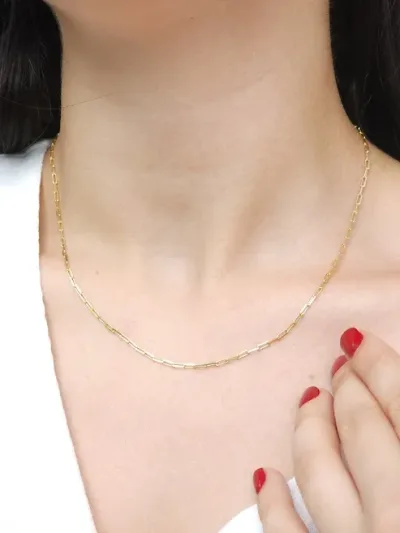Collar plata 925 para dama color dorado con baño de oro 18K con diseño de cadena #6