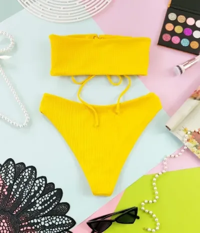 Vestido de baño para dama color amarillo