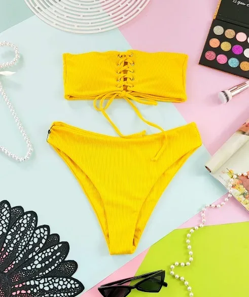 Vestido de baño para dama color amarillo