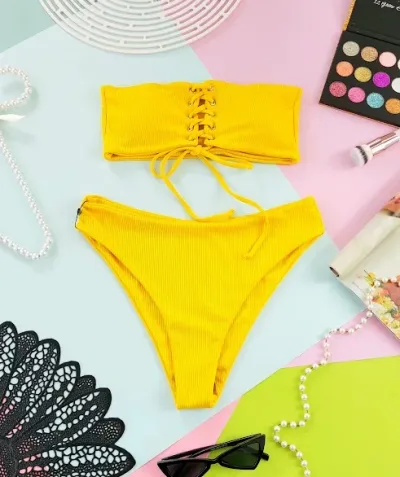 Vestido de baño para dama color amarillo