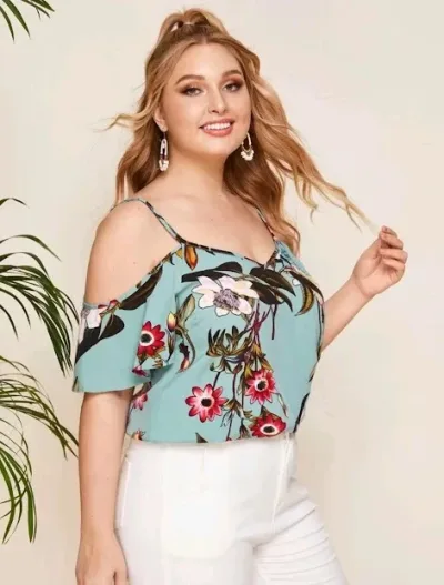Blusa para dama color verde menta con estampado floral