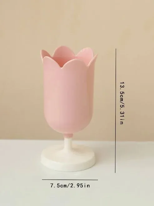 Bote de lapices en forma de tulipán color rosa