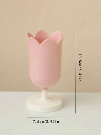 Bote de lapices en forma de tulipán color rosa