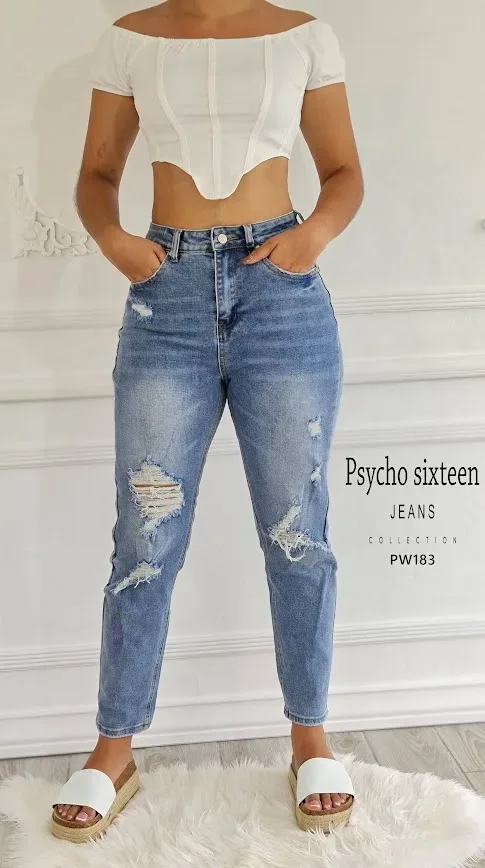 Mom Jeans Psycho Sixteen para dama PW183 color mezclilla
