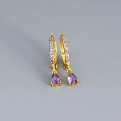 Aretes de plata con imitación de diamante para dama