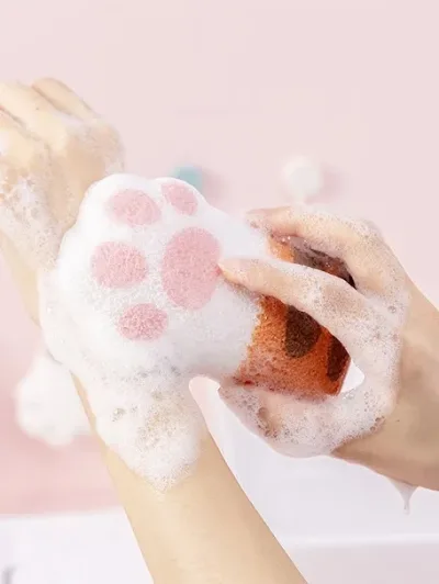 Esponja de baño diseño de gato color al azar