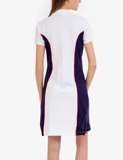 Vestido US Polo para mujer Blanco con azul y rojo cuello tipo Polo