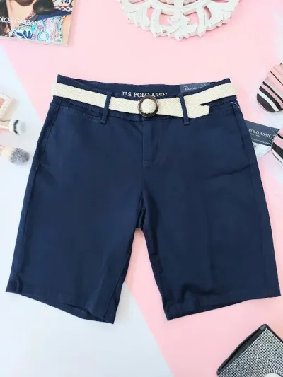 Short U.S Polo para dama azul  con faja