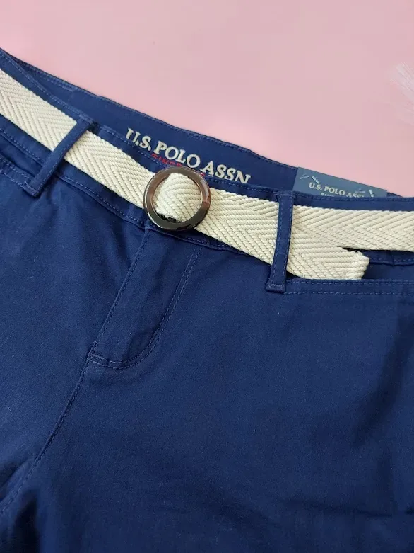 Short U.S Polo para dama azul  con faja