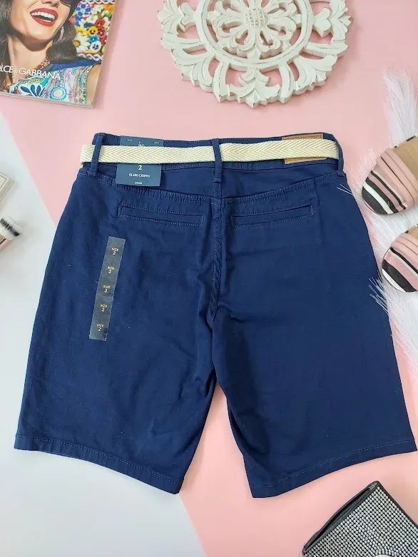 Short U.S Polo para dama azul  con faja