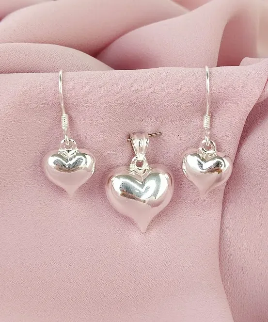 Conjunto de aretes y dije para dama plata 925 color plata