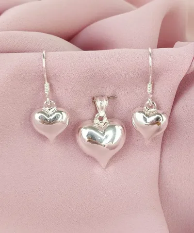 Conjunto de aretes y dije para dama plata 925 color plata