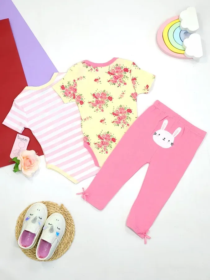 Conjunto para niña tonos rosados