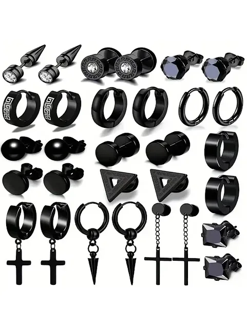 Set de aretes acero inoxidable para caballero
