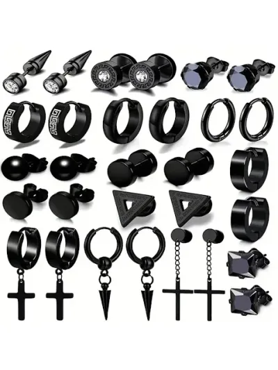 Set de aretes acero inoxidable para caballero