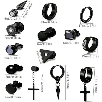 Set de aretes acero inoxidable para caballero