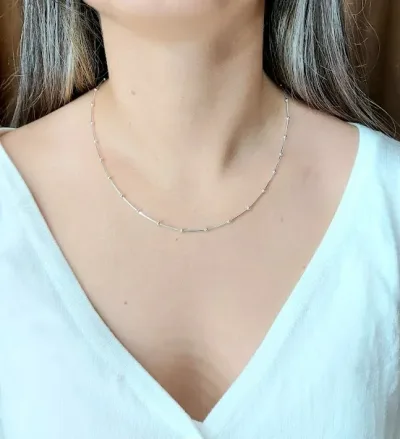 Collar para dama plata 925 diseño pelotitas