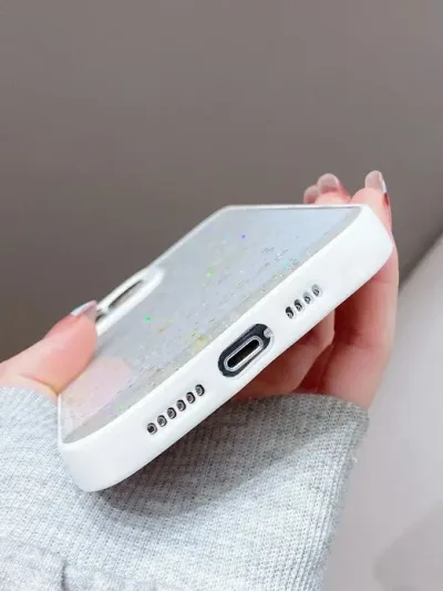 Funda de celular transparente con corazón y lentejuelas iPhone 7/8/SE2