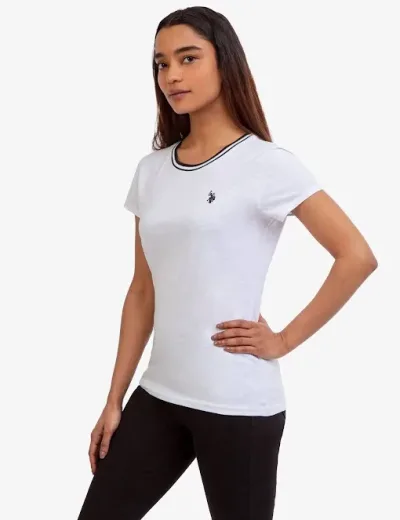 Camiseta U.S Polo para dama color blanco cuello redondo