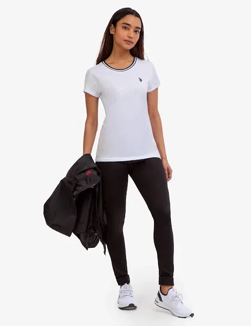Camiseta U.S Polo para dama color blanco cuello redondo