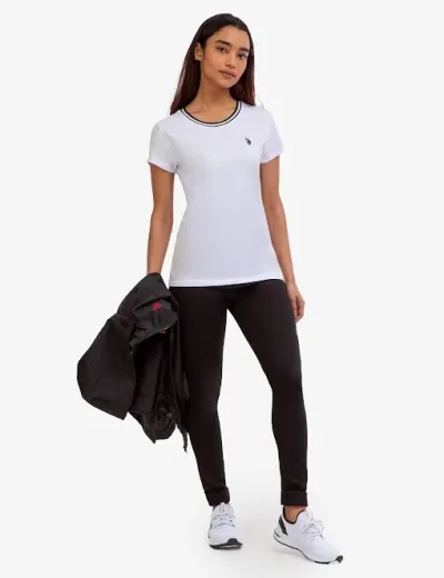 Camiseta U.S Polo para dama color blanco cuello redondo